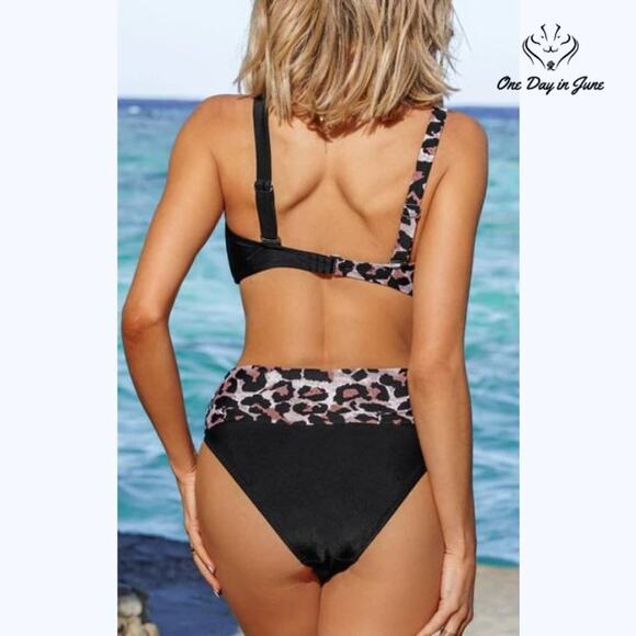 ODIJ Colorblock Leaopard Bikini Swimsuit Size S - Picture 2 of 5